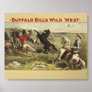 Buffalo Bill Wild West Cowboy Horse Poster Acrylic Photo Tile