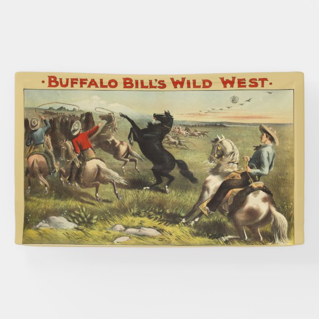 Buffalo Bill Wild West Cowboy Horse Poster Banner (Horizontal)