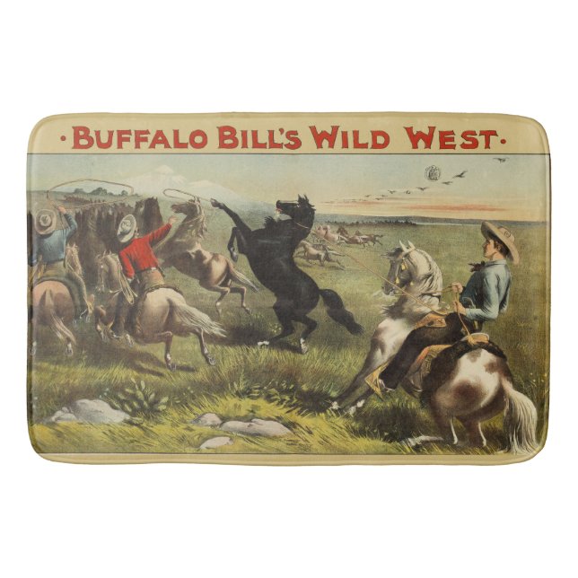 Buffalo Bill Wild West Cowboy Horse Poster Bath Mat (Front)