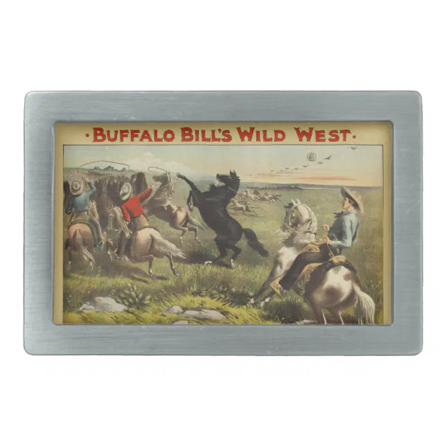 Buffalo Bill Wild West Cowboy Horse Poster Belt Buckle | Zazzle