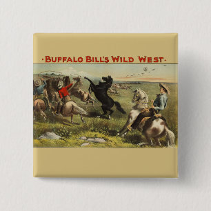 Buffalo Bill Wild West Cowboy Horse Poster Button