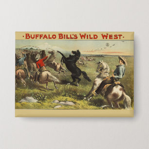 Buffalo Bill Wild West Cowboy Horse Poster Button