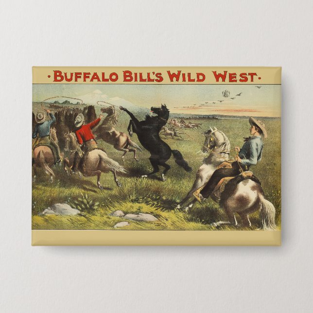 Buffalo Bill Wild West Cowboy Horse Poster Button (Front)