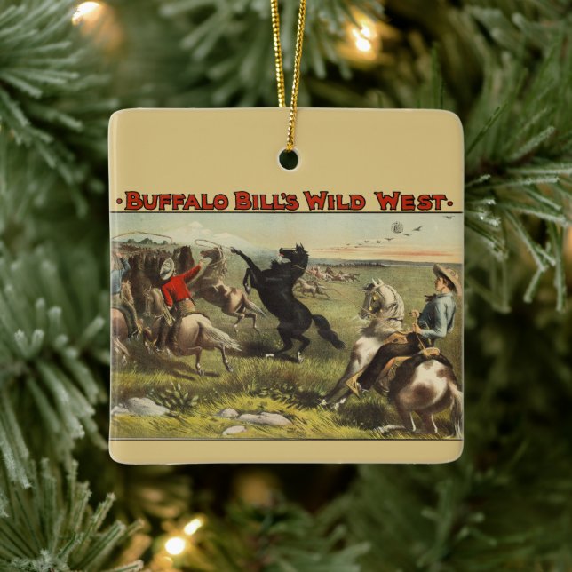 Buffalo Bill Wild West Cowboy Horse Poster Ceramic Ornament (Tree)