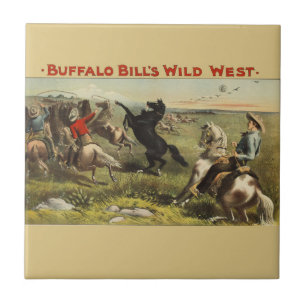 Buffalo Bill Wild West Cowboy Horse Poster Ceramic Tile