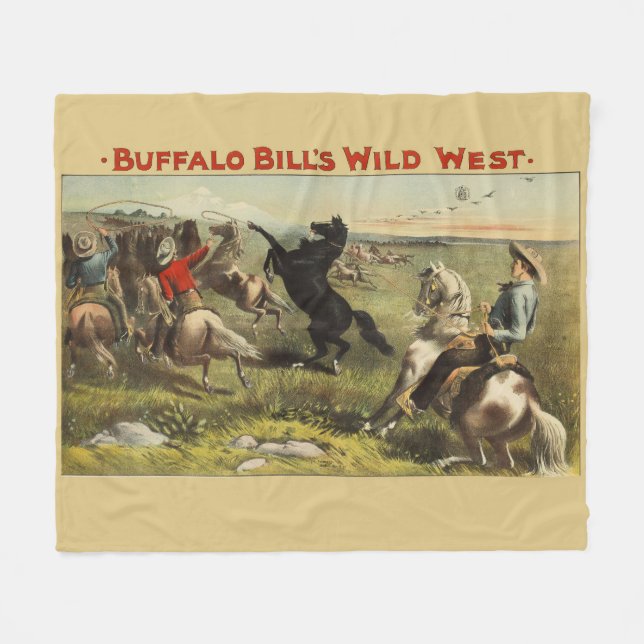 Buffalo Bill Wild West Cowboy Horse Poster Fleece Blanket (Front (Horizontal))