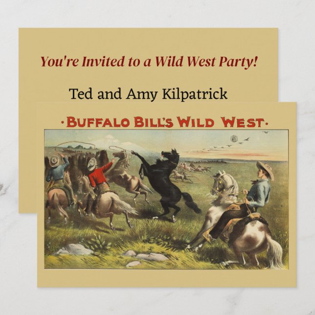 Buffalo Bill Wild West Cowboy Horse Poster Invitation (Front/Back)