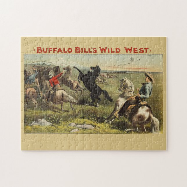 Buffalo Bill Wild West Cowboy Horse Poster Jigsaw Puzzle (Horizontal)