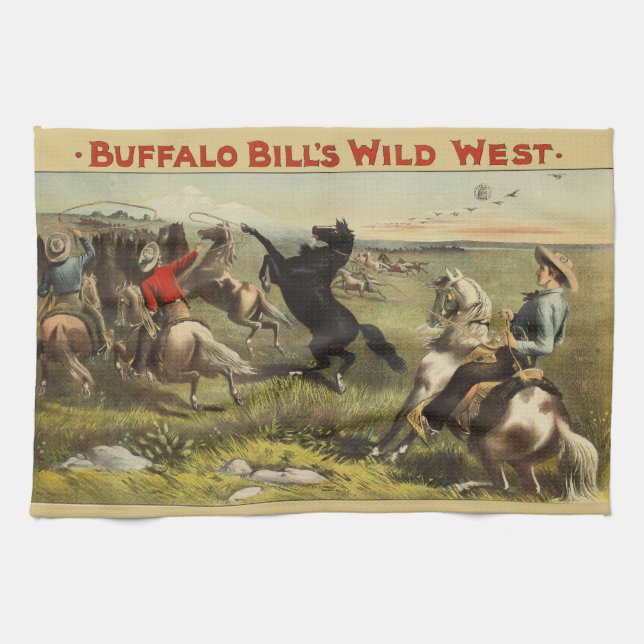 Buffalo Bill Wild West Cowboy Horse Poster Kitchen Towel (Horizontal)