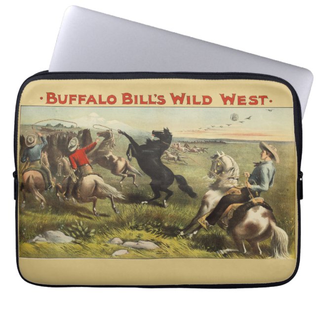 Buffalo Bill Wild West Cowboy Horse Poster Laptop Sleeve (Front)