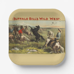 Buffalo Bill Wild West Cowboy Horse Poster Paper Plates