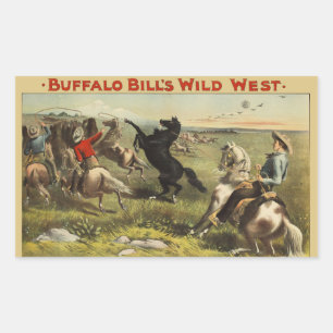 Buffalo Bill Wild West Cowboy Horse Poster Rectangular Sticker