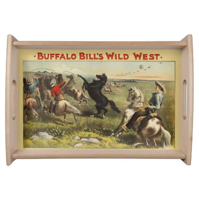 Buffalo Bill Wild West Cowboy Horse Poster Serving Tray (Front)
