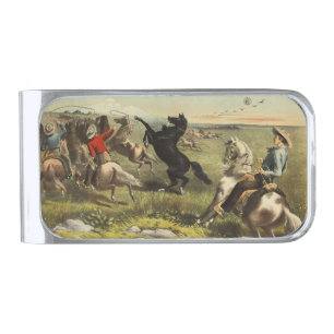 Buffalo Bill Wild West Cowboy Horse Poster Silver Finish Money Clip