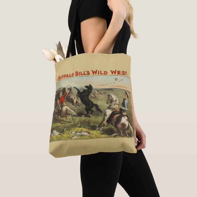 Buffalo Bill Wild West Cowboy Horse Poster Tote Bag (Close Up)