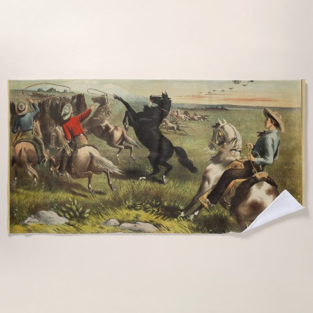 Buffalo Bill's Wild West Horses Beach Towel (Front)