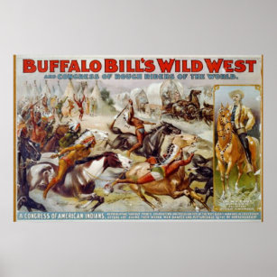 Poster for Buffalo Bill's (1846-1917) Wild West Show, 1898 Solid-Faced  Canvas Print