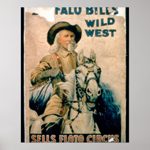 : Indian Riding Pinto Horse Red Eagle Buffalo Bill Wild West 12  X 16 Image Size Vintage Poster Reproduction: Prints: Posters & Prints