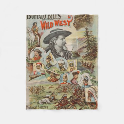 Buffalo Bills Wild West Show 1893 Vintage Ad Fleece Blanket