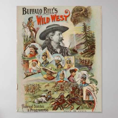 Buffalo Bills Wild West Show 1893 Vintage Ad Poster