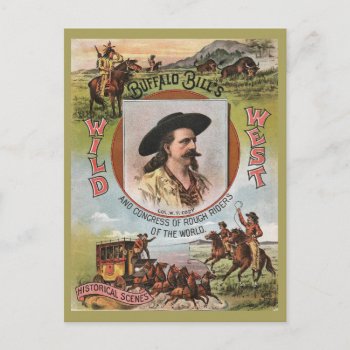 Buffalo Bills Wild West Show 1893 Vintage Retro Ad Postcard by scenesfromthepast at Zazzle