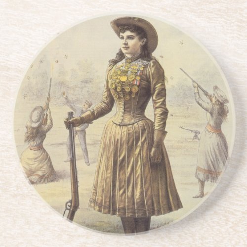 Buffalo Bills Wild West Show with Annie Oakley Sandstone Coaster