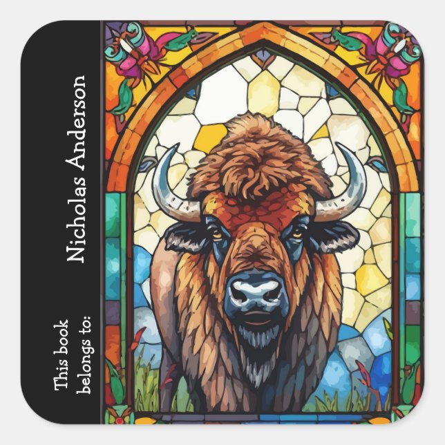 Buffalo Bison Animal Nature art Custom Bookplate (Front)