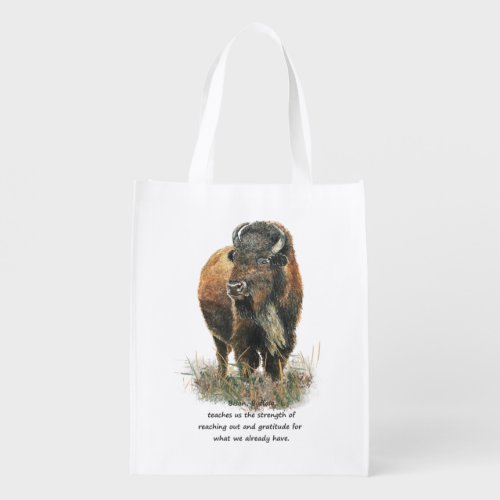 Buffalo Bison Animal Totem Spirit Guide Art Grocery Bag