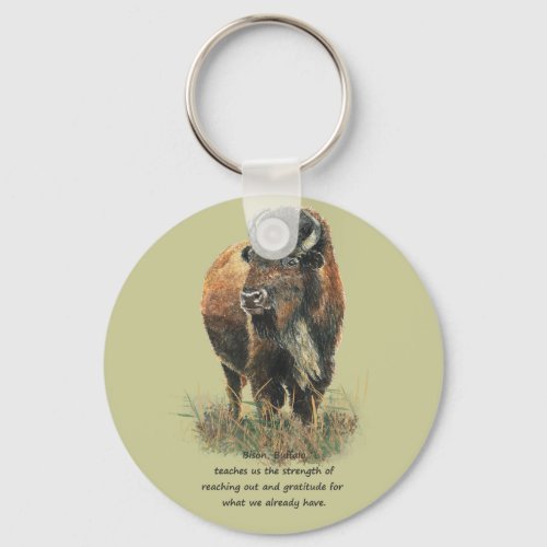 Buffalo Bison Animal Totem Spirit Guide Keychain