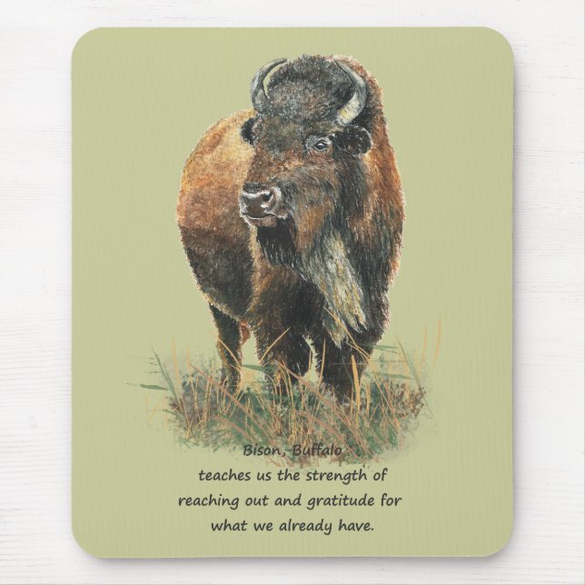 Buffalo Bison Animal Totem Spirit Guide Mouse Pad (Front)