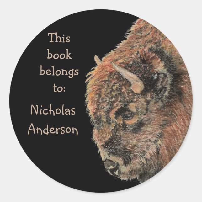 Buffalo Bison Animal Wildlife Bookplate (Front)