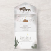 Buffalo Bison Cactus Diaper Raffle Baby Shower All In One Invitation (Inside)
