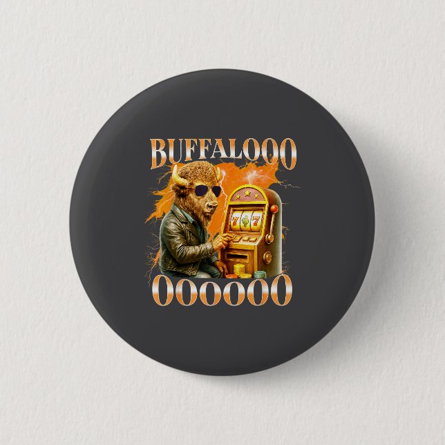 Buffalo Bison Casino Slot Machine Funny Gambling B Button (Front)