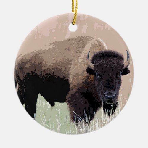 Buffalo  Bison Ceramic Ornament