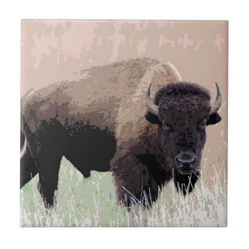 Buffalo  Bison Ceramic Tile