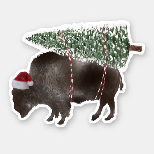 Buffalo Bison Christmas Tree Sticker