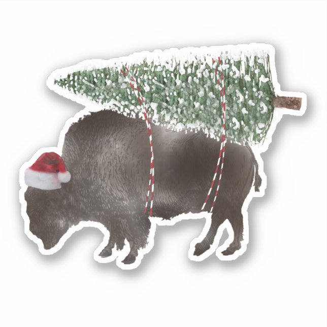 Buffalo Bison Christmas Tree Sticker (Front)