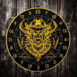 Buffalo Bison Dartboard with Cowboy Hat<br><div class="desc">1. Step into the wild west with our striking cowboy bull dart board, a perfect blend of rustic charm and playful spirit. This unique dart board features a stunning gold-looking buffalo bison, adorned with a classic cowboy hat that adds a touch of whimsy to your game room. Crafted with meticulous...</div>