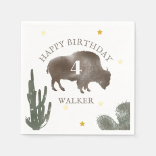 Buffalo Bison Desert Cactus Ranch Western Birthday Napkins