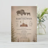 Buffalo Bison Desert Evergreen Baby Shower Rustic  Invitation (Standing Front)