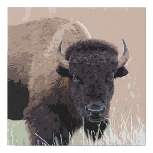 Buffalo  Bison Faux Canvas Print