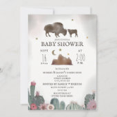 Buffalo Bison Floral Cactus Girl Baby Shower  Invitation (Front)