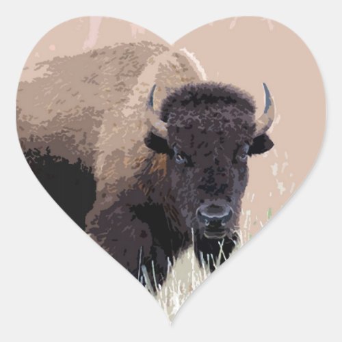 Buffalo  Bison Heart Sticker