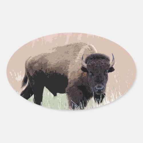 Buffalo  Bison Oval Sticker