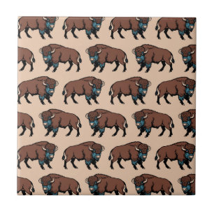 Buffalo Bison Pattern Ceramic Tile