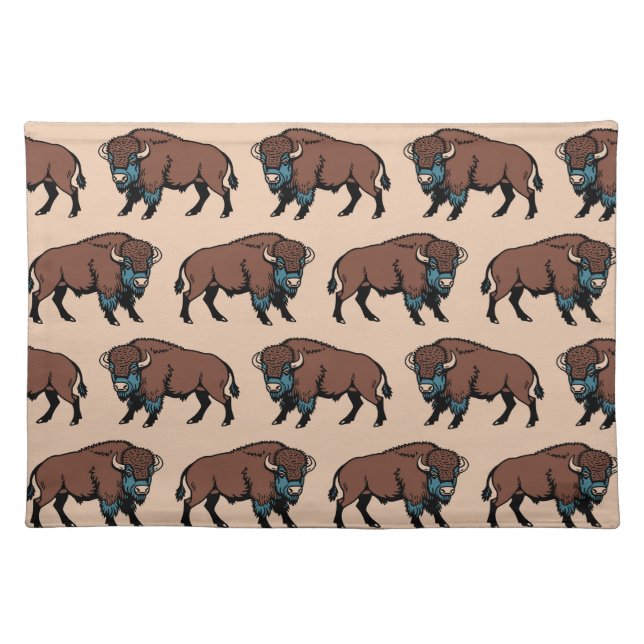 Buffalo Bison Pattern Cloth Placemat (Front)