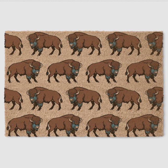 Buffalo Bison Pattern Fiber Doormat (Front)