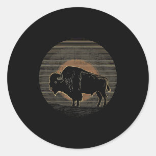 Buffalo Bison - Retro 70s 80s Graphic Vintage Men Classic Round Sticker