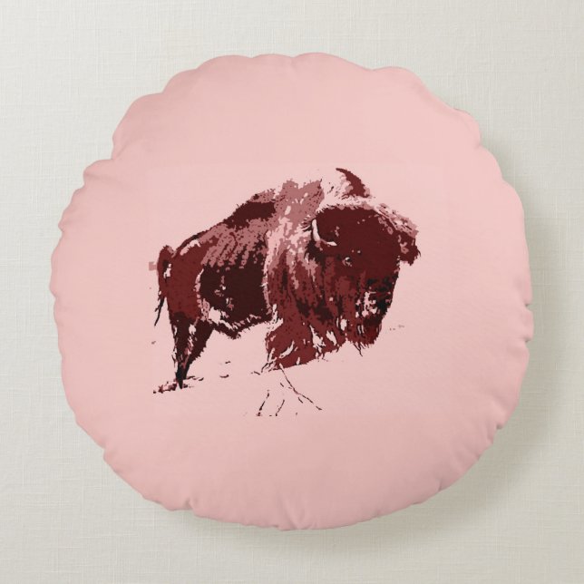 Buffalo - Bison Round Pillow (Front)