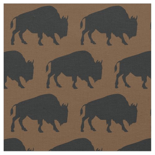 Buffalo Bison Silhouettes Brown Fabric